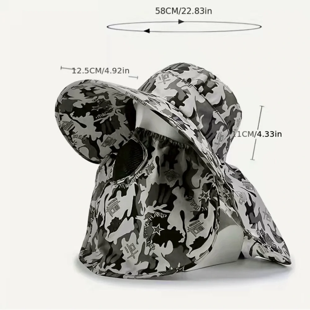 New! Unisex Camo Sun Hat Camouflage Grey Gray